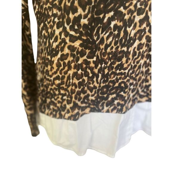 Faded Glory Animal Print Full Collar Lightweight Long Sleeve Blouse Size Large-E - Picture 6 of 8